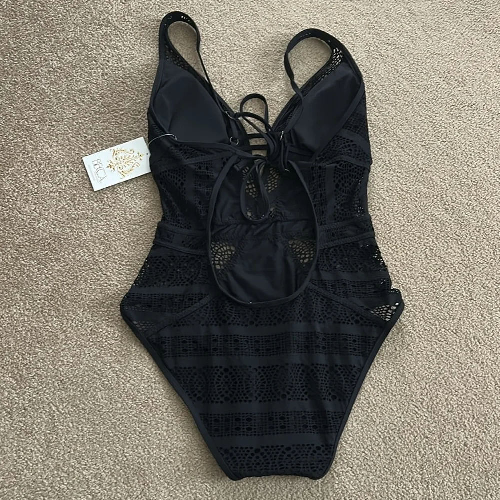 Becca Women's Color Play Crochet Plunge One Piece - Picture 4 of 4
